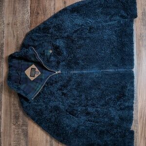 Pendleton Sherpa Teddy Deep Pile Fleece Jacket Fuzzy Full Zip in Teal